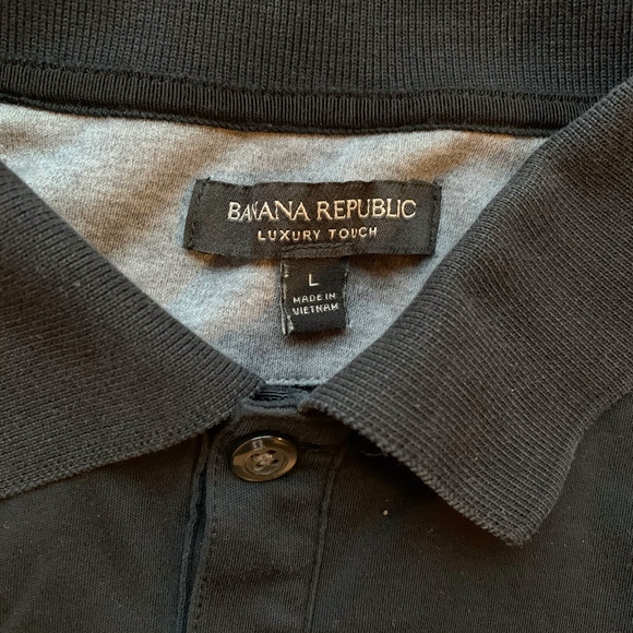 Men's Banana Republic Black Luxury Touch Polo, L - Picture 2 of 5